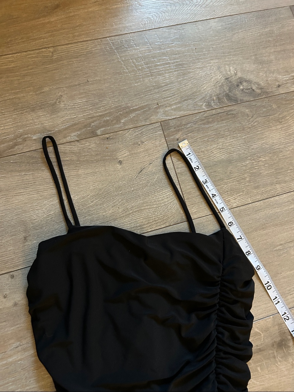 Classic Slim Ruched Mini Dress in Black - Picture 7 of 12